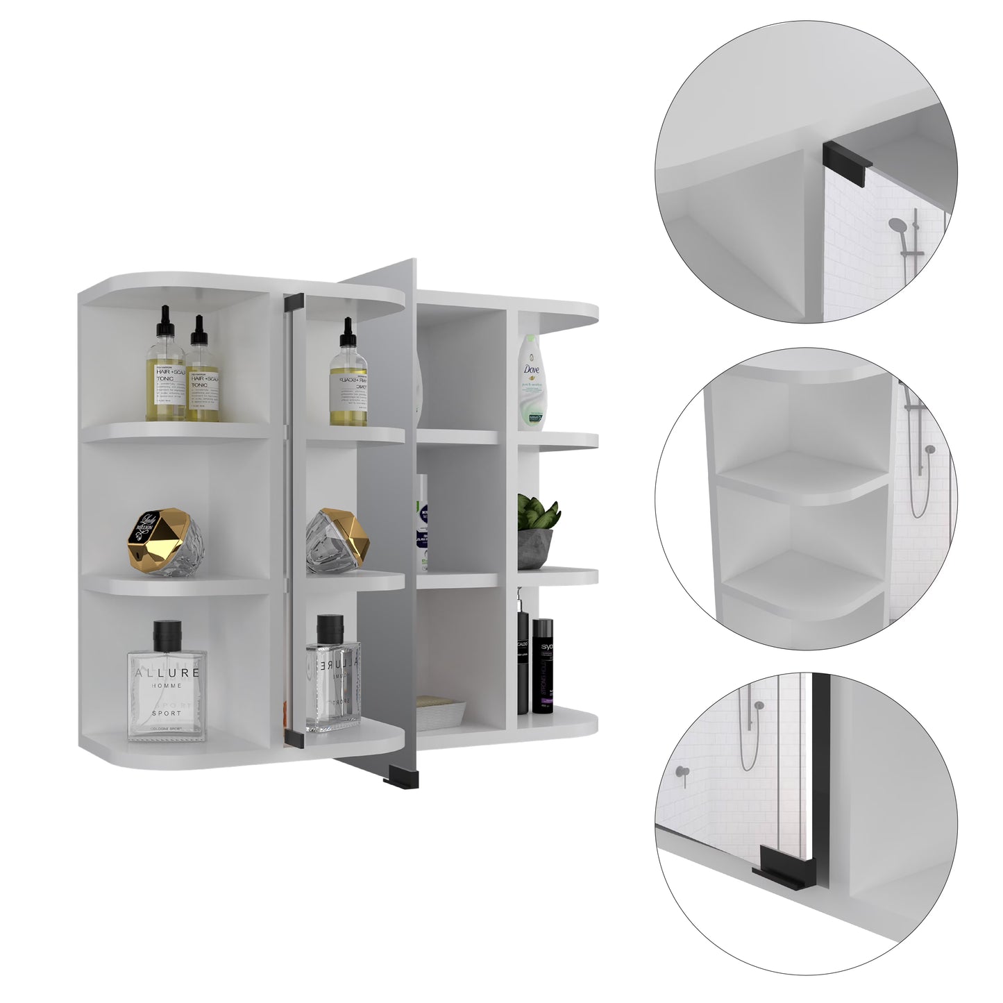 Carrizo Medicine Cabinet In Melamine with One Door,White,White Melamine Bath Faucets Bathroom Storage