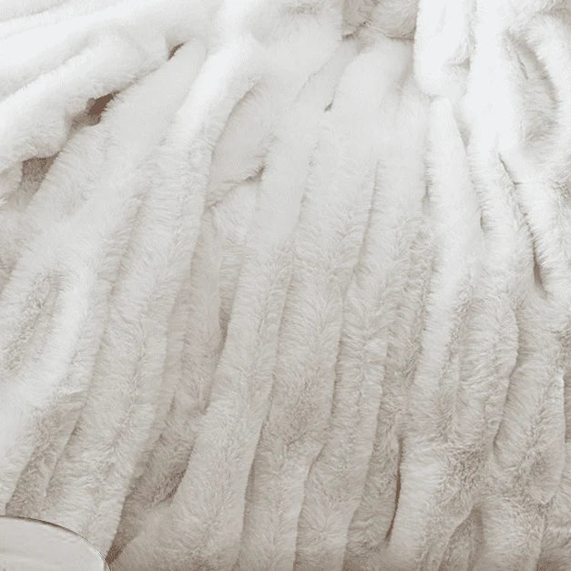 Better Homes & Gardens Ruched Faux Fur Throw Blanket, White, Standard Throw