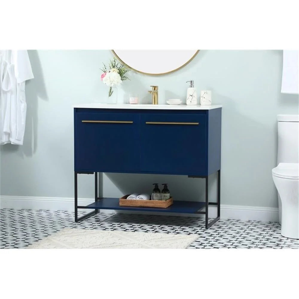 Elegant Kitchen and Bath 40 Inch Single Bathroom Vanity In Blue