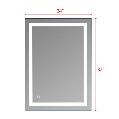 Ktaxon 32"x24" LED Lighted Bathroom Wall Mounted Mirror Vanity or Bathroom Wall Hanging Rectangle Vertical Mirror,Anti Fog+IP67 Waterproof