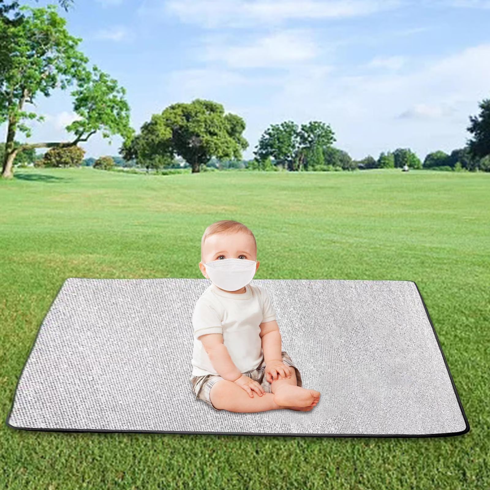 Camping Mat Aluminum Foil Sleeping Mattress Pad Waterproof Easy to Carry Folding Insulation Tent Pad Foam Sleeping Mat for Travel, Park 200cmx250cmx0.5cm
