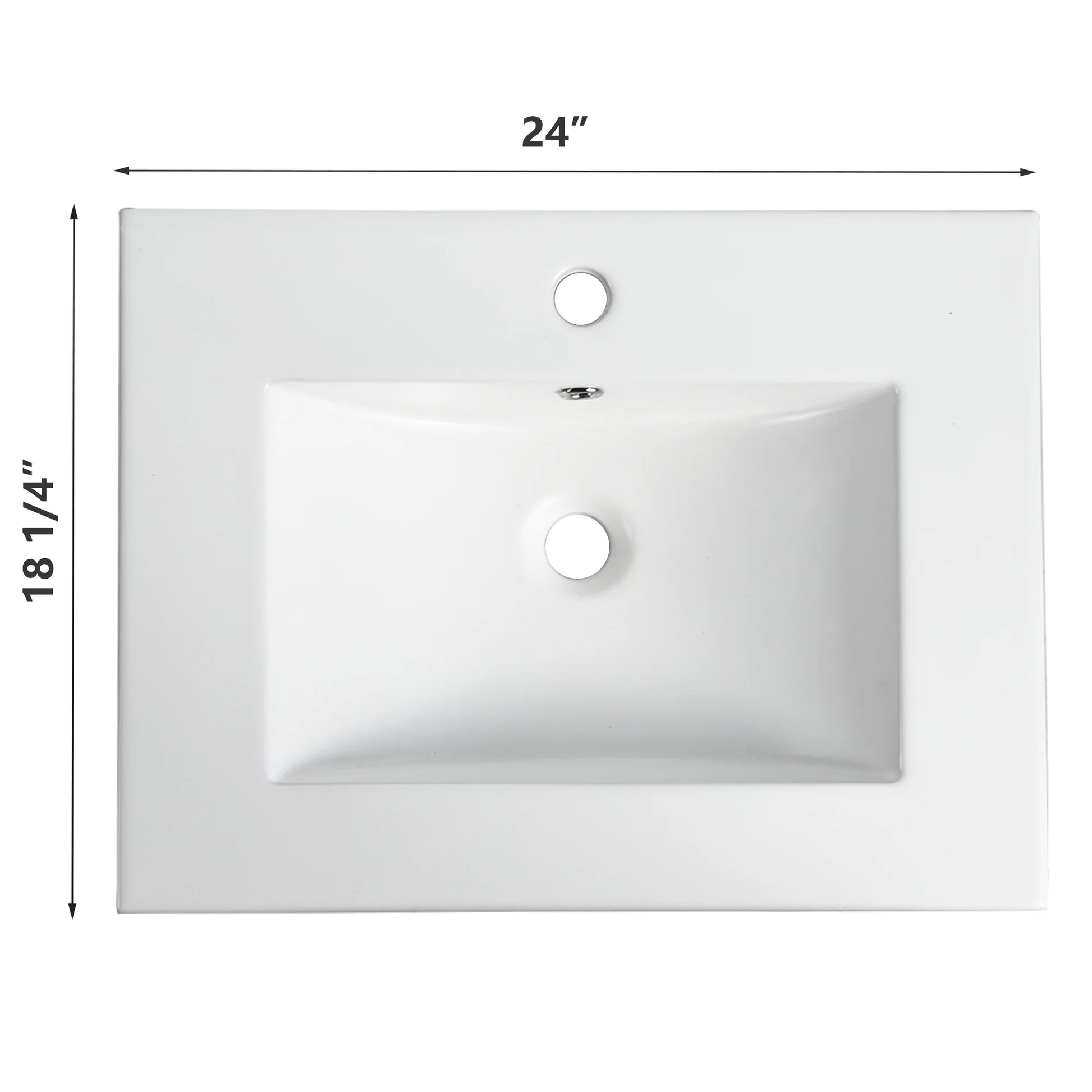 Miniyam 24" Ceramic Sink with Overflow, Drop in Bathroom Vessel Sink, White
