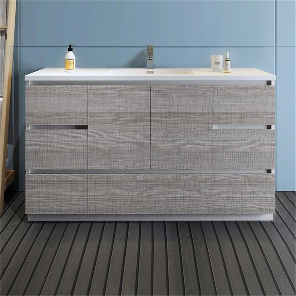 Fresca Lazzaro 60" Rosewood Free Standing Modern Bathroom Cabinet w/Integrated Single Sink