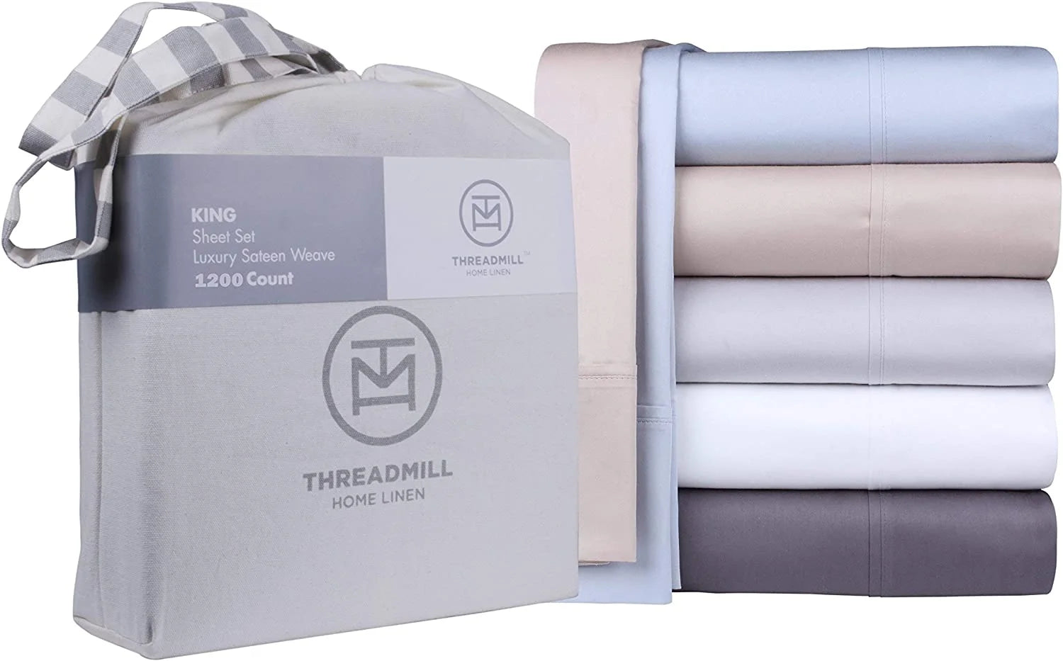 Threadmill Home Linen Luxury Supima Cotton 4-Piece 1200 Thread Count Bed Sheet Set, Full, Deep Pocket, Off-White Solid