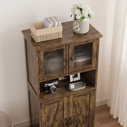 Kitchen Pantry Storage Cabinet with Doors and Shelves, 50.4" Freestanding Pantry Cabinets, Wooden Cupboard, Large Floor Cabinet for Bathroom, Kitchen, Dining Room, Living Room, Rustic Brown