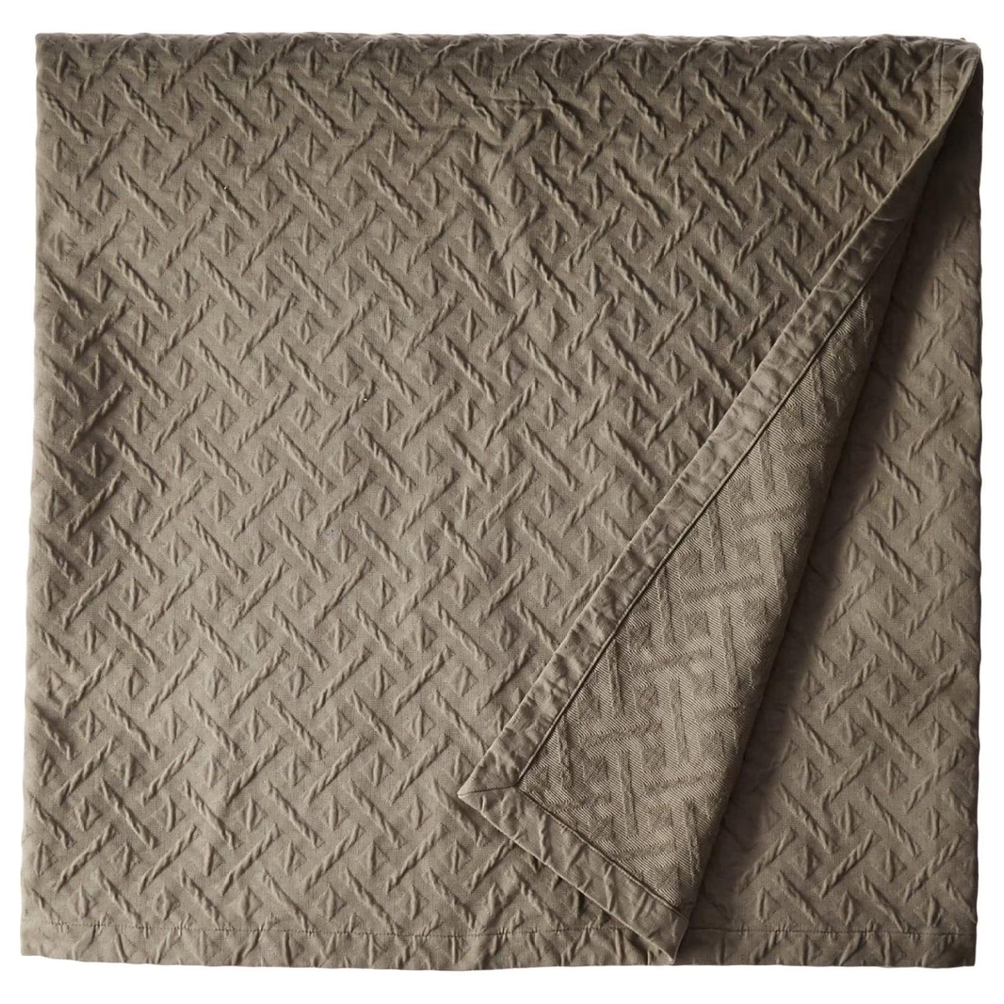 Matelasse Blanket Coverlet, Foliage Pattern, King, Light Grey