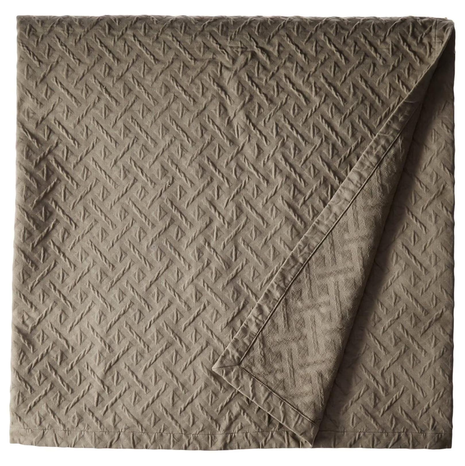 Matelasse Blanket Coverlet, Foliage Pattern, King, Light Grey