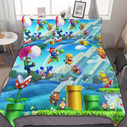 Luigi Super Mario 3 Piece Bedding Sets Decor Comforter Sets With One Duvet Cover Two Pillow Shams