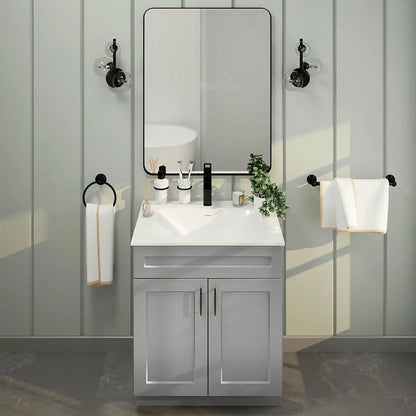 Light Grey Shaker Sink Base Bathroom Vanity Ready-to-Assemble Cabinet 30" Width