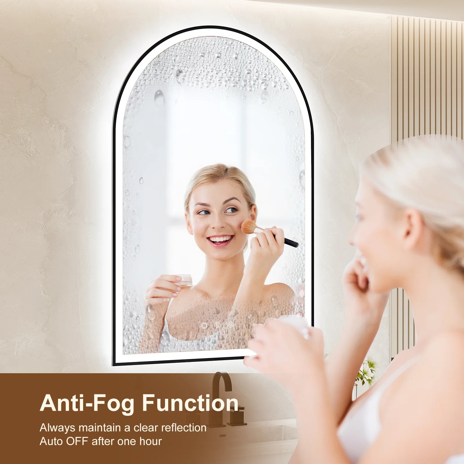 Funtouch Arched LED Bathroom Mirror 20"x30" with Front and Backlight, LED Bathroom Mirror with LightsAnti-Fog3 Colors, Memory,Shatterproof,UL Listed