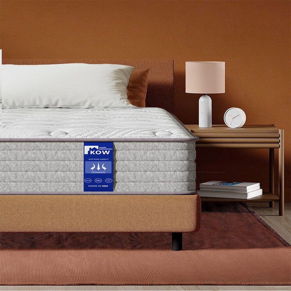 KOW® 12 inch Queen Size Gel Memory Foam Mattress in a box,Medium Firm,Pressure Relief,5 Zones Support,Egde Support