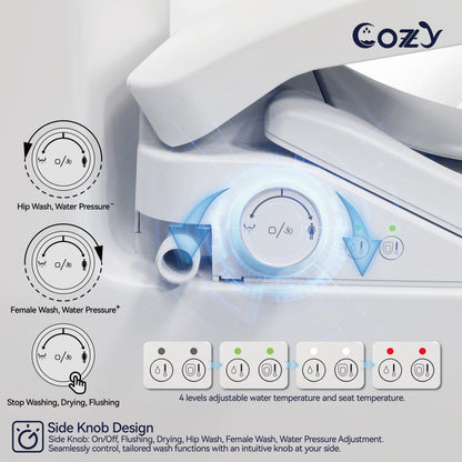 COZY Electric Bidet Toilet Seat, 15.4 x 19.9 Inch, Adjustable Bidet Toilet Seats