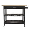 Visentor Kitchen Island Cart with Lockable Wheels, 3 Tier Rolling Utility Kitchen Storage Carts Table with 2 Drawers, 2 Shelves & Towel Rack, 45 Inch, Natural