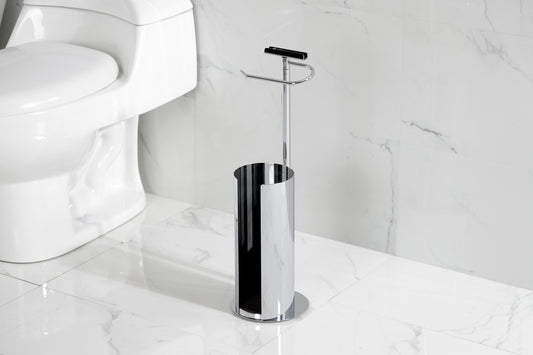 Kingston Brass Continental Freestanding Toilet Paper Holder with Roll Storage and Phone Stand Polished Chrome