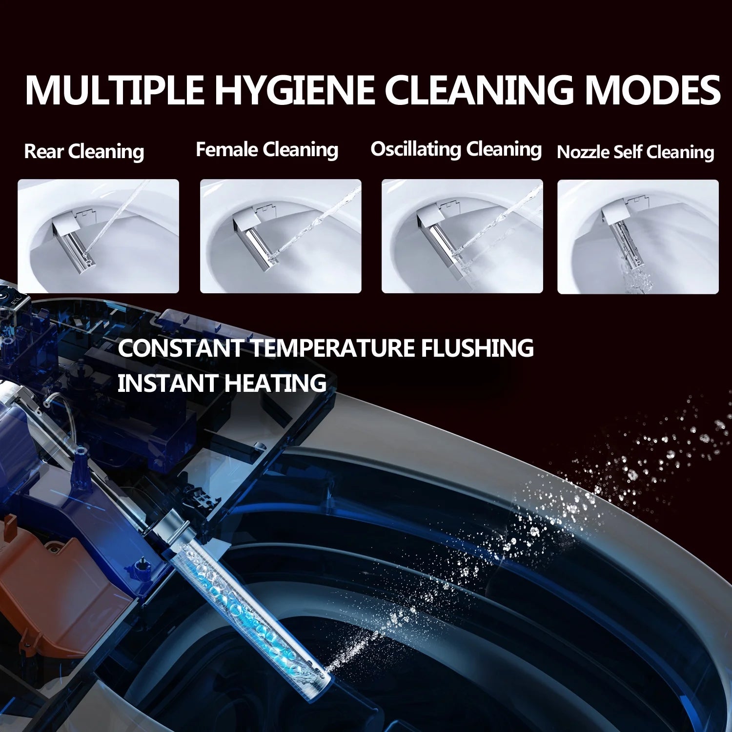 WLJBIDET Toilet Bidet Seat, Instant Warm Water, Self-Cleaning Nozzle, Multiple Spraying Modes, Electric Heated Seat, Warm Air Drying, Soft Closed Lid, Display Screen, Requires Electricity, Elongated