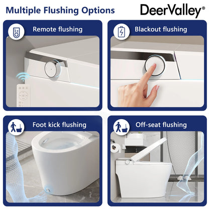 Elongated Bidet Toilet 1.28 GPF in White with Remote, Blackout Flush, Auto Flush, Heated Seat and Warm Air Dryer