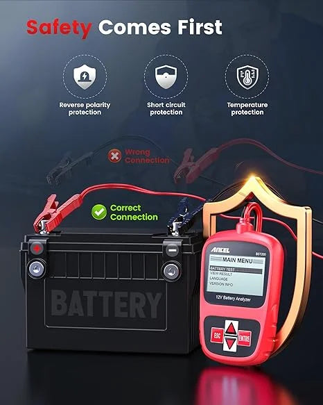 ANCEL BST200 Car Battery Tester 12V with ANCEL PB100 Automotive Power Circuit Probe Tester