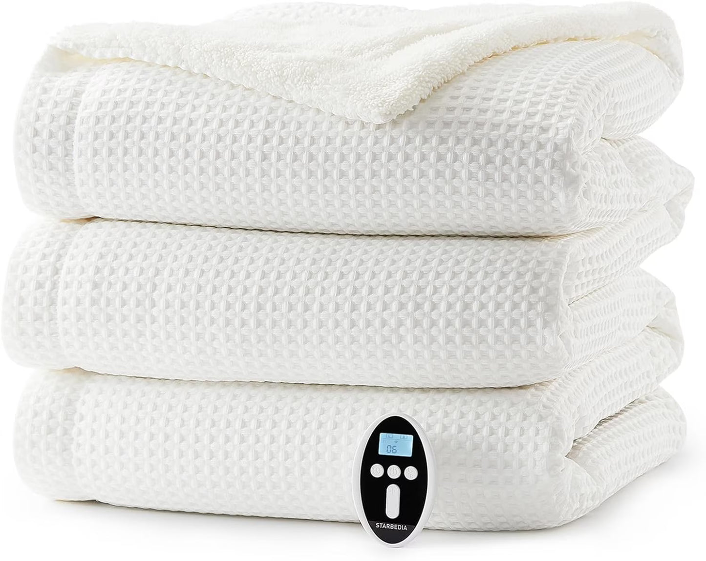 Heated Blanket Queen Size - Fast Heating Electric Blanket with Wireless LCD Controller, White, 84"x90"