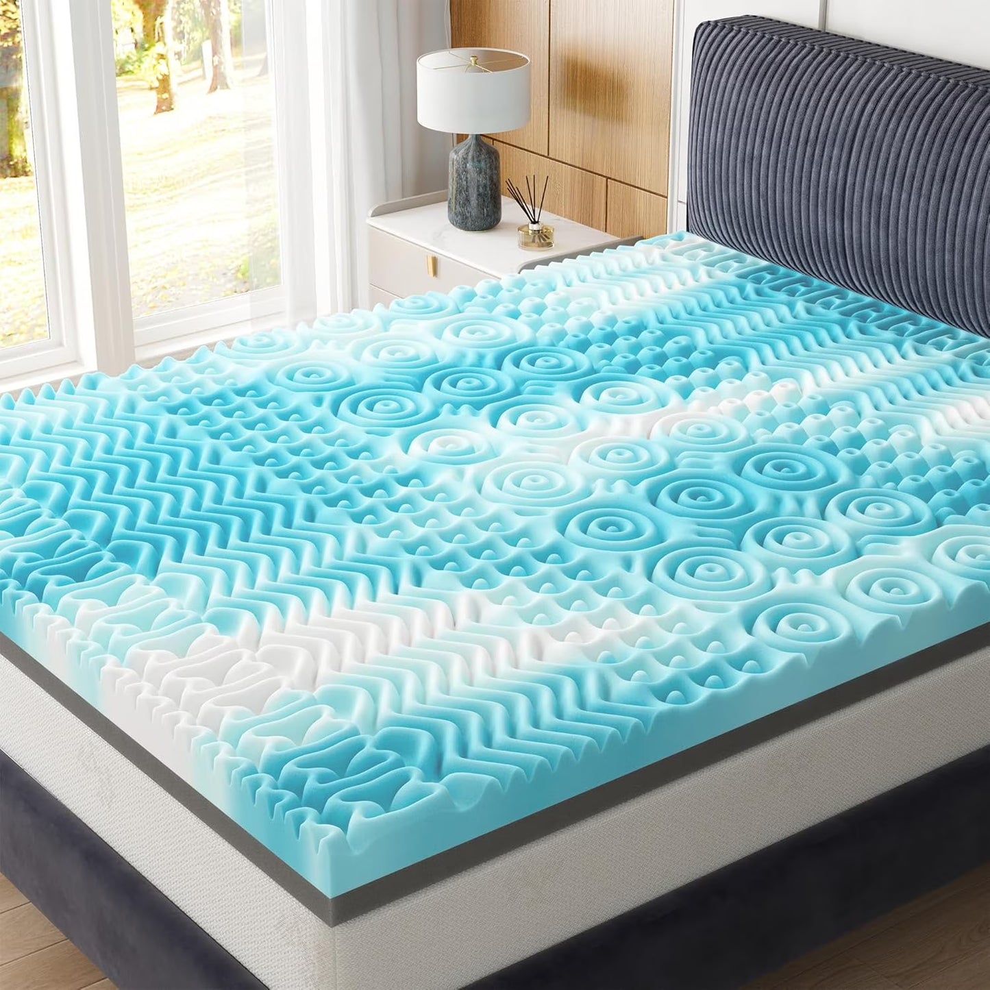 3 Inch Memory Foam Mattress Topper, 7-Zone Twin Mattress Topper with Cooling Gel, CertiPUR-US Certified for Pressure Relief & Enhanced Sleep Comfort