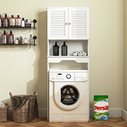 Kadyn Bathroom Space Saver Cabinet, Over The Toilet Storage Cabinet with Double Doors and 1 Adjustable Shelf, W Bathroom Space Saver for Home, White
