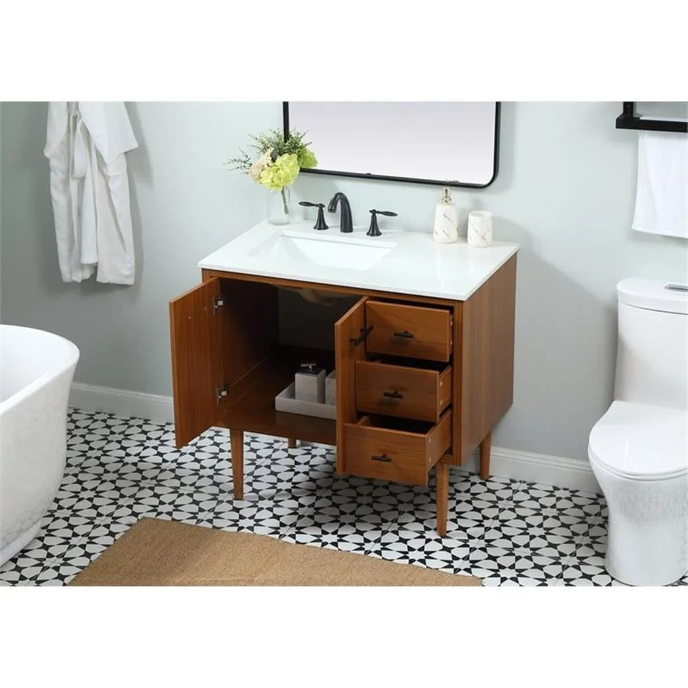 Elegant Kitchen and Bath 36 Inch Single Bathroom Vanity In Teak