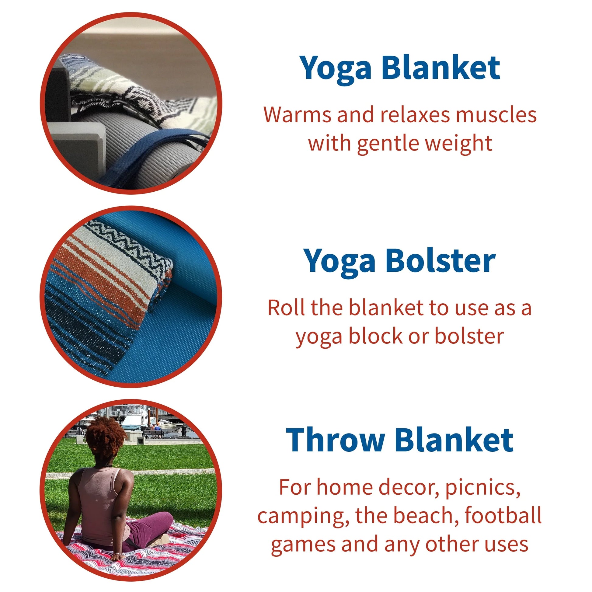 Vera Cruz 10 Pack Yoga Mexican Blankets, 75" x 53" Outdoor Blankets, Purple