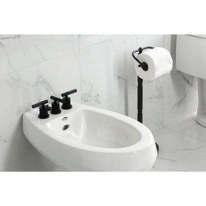 Kingston Brass KB6320KNL Convergent Three-Handle Bidet Faucet with Knurled Handle and Brass Pop-Up, Matte Black