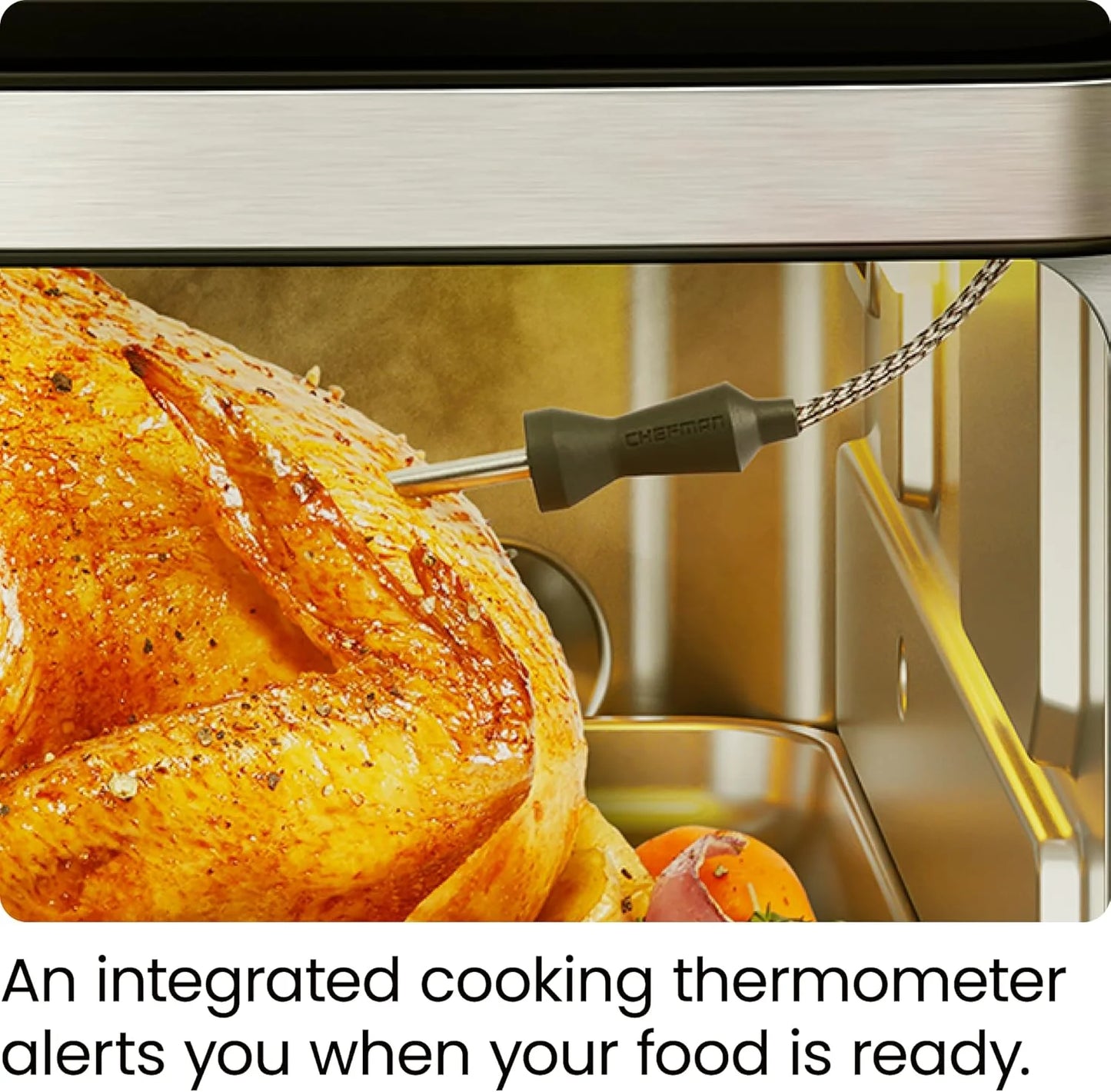 Chefman 12-in-1 Air Fryer Oven Combo w/Probe Thermometer, 20 Qt Capacity - Black Stainless Steel, New