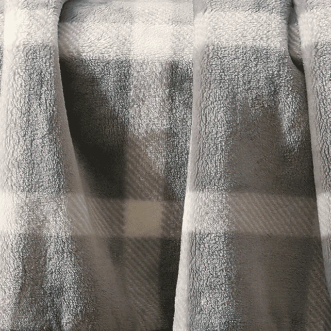Better Homes & Gardens Gray Plaid Ultra Soft Velvet Printed Throw Blanket, Oversized