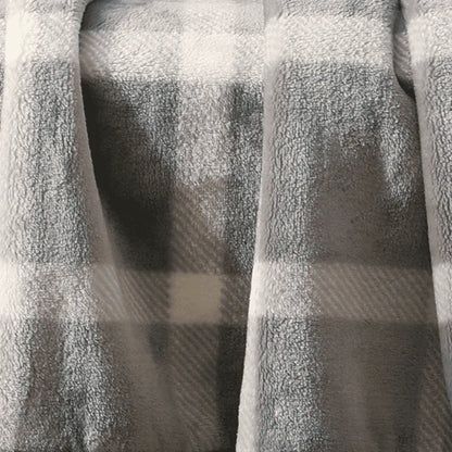 Better Homes & Gardens Gray Plaid Ultra Soft Velvet Printed Throw Blanket, Oversized