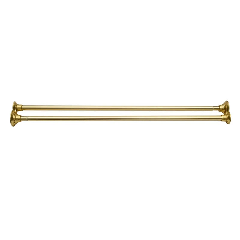 Utopia Alley Adjustable 72-In Double Shower Curtain Tension Rods - Rust-Proof Aluminum with Rubber End Cap, Easy Installation - Extendable, No Drilling, With Shower Liner and Hooks, Gold