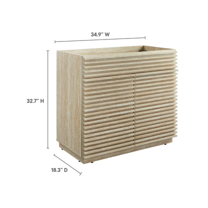 Modway Render 36" Faux Travertine Bathroom Vanity Cabinet (Sink Not Included) in Travertine
