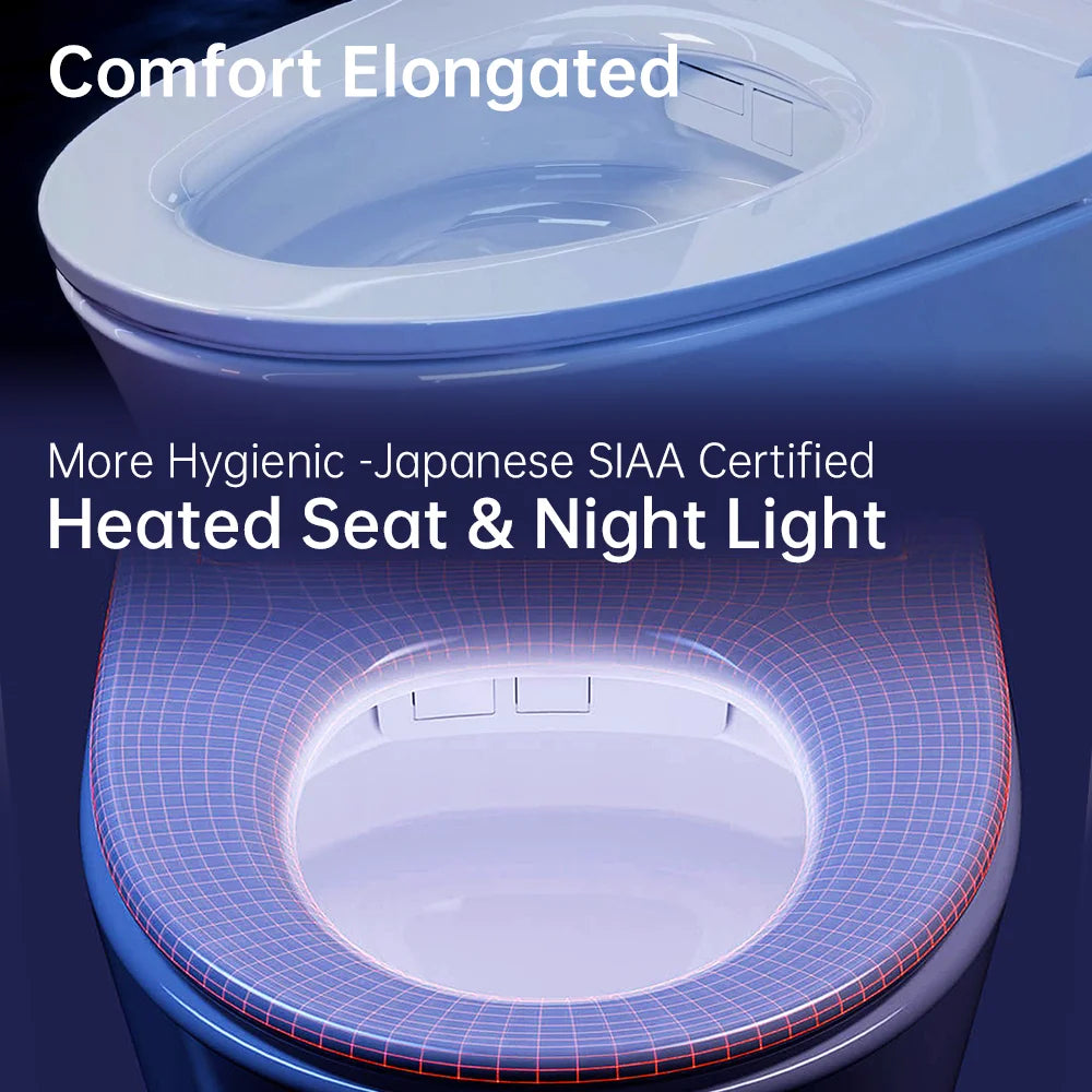 EPLO Smart Toilet Bidet, Auto Open/Close Lid,Foam Shield Splash Proof,Auto Flush,Elongated Toilet