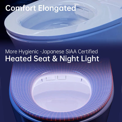 EPLO Smart Toilet Bidet, Auto Open/Close Lid,Foam Shield Splash Proof,Auto Flush,Elongated Toilet