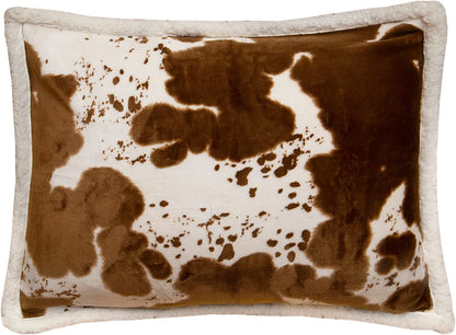 Linen Mart Cowhide Sherpa Plush Lodge Fleece Blanket - 2 Piece Set (Twin)