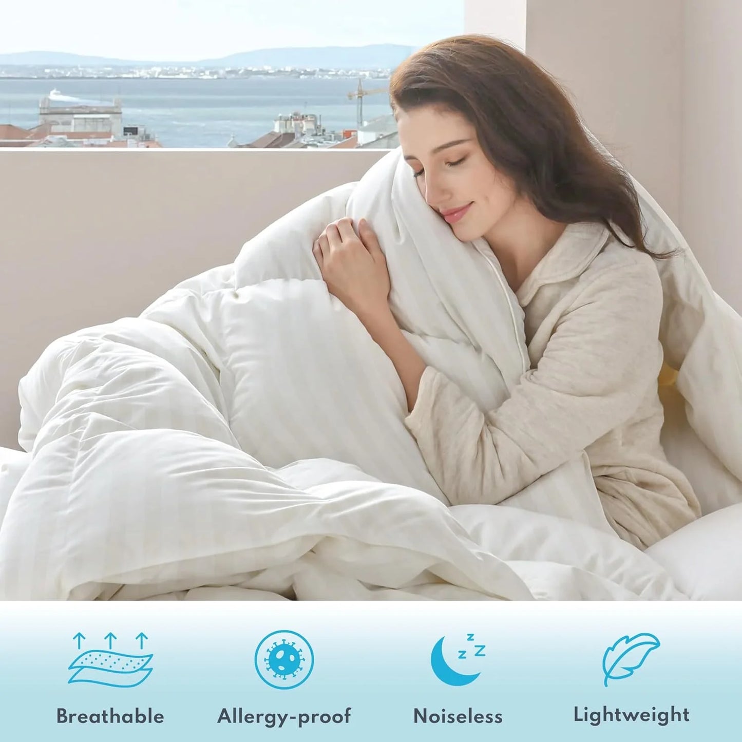 Down Feather Comforter King Size - High Fill Power All Season Duvet Insert, Luxurious Hotel Medium Warmth Bedding Comforter (106”x90°?