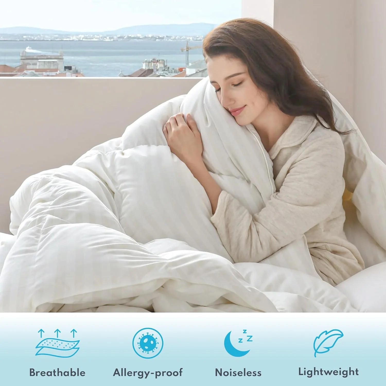 Down Feather Comforter King Size - High Fill Power All Season Duvet Insert, Luxurious Hotel Medium Warmth Bedding Comforter (106”x90°?