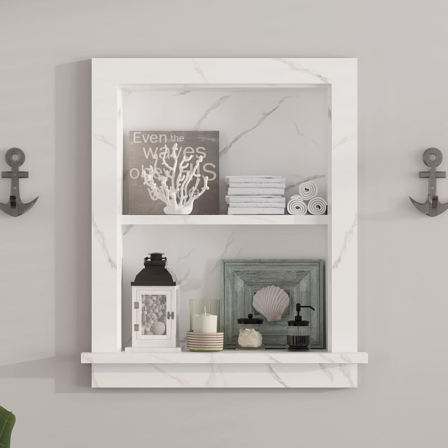 Hironpal White 2-Tier Recessed 15x18 Wall Niche Medicine Cabinet Replacement, in The Wall Bathroom Cabinet Insert Shelf/Shelves