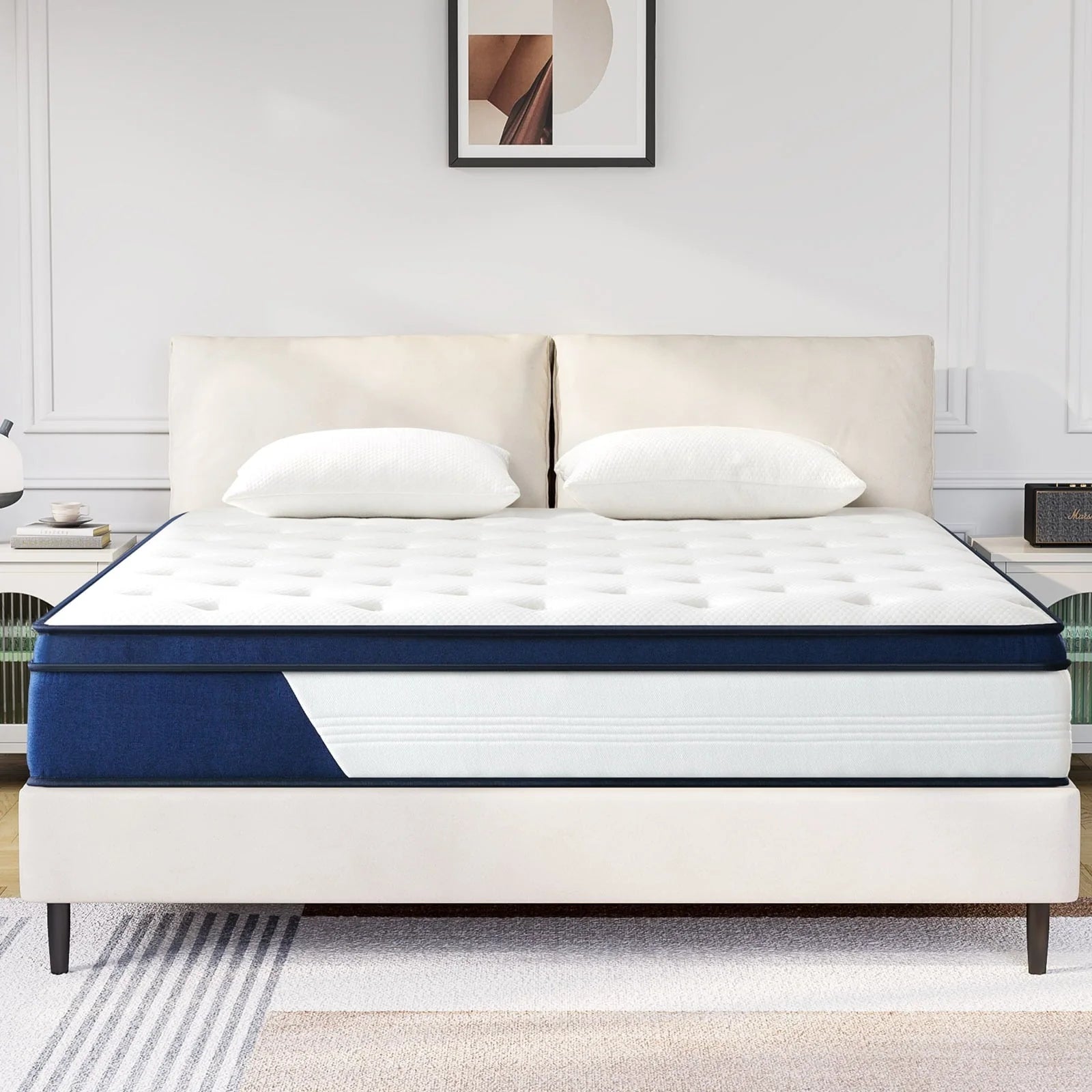 Queen Mattress 12" Madinog Medium Plush Innerspring Mattress Hybrid Pocket Spring Bed in a Box