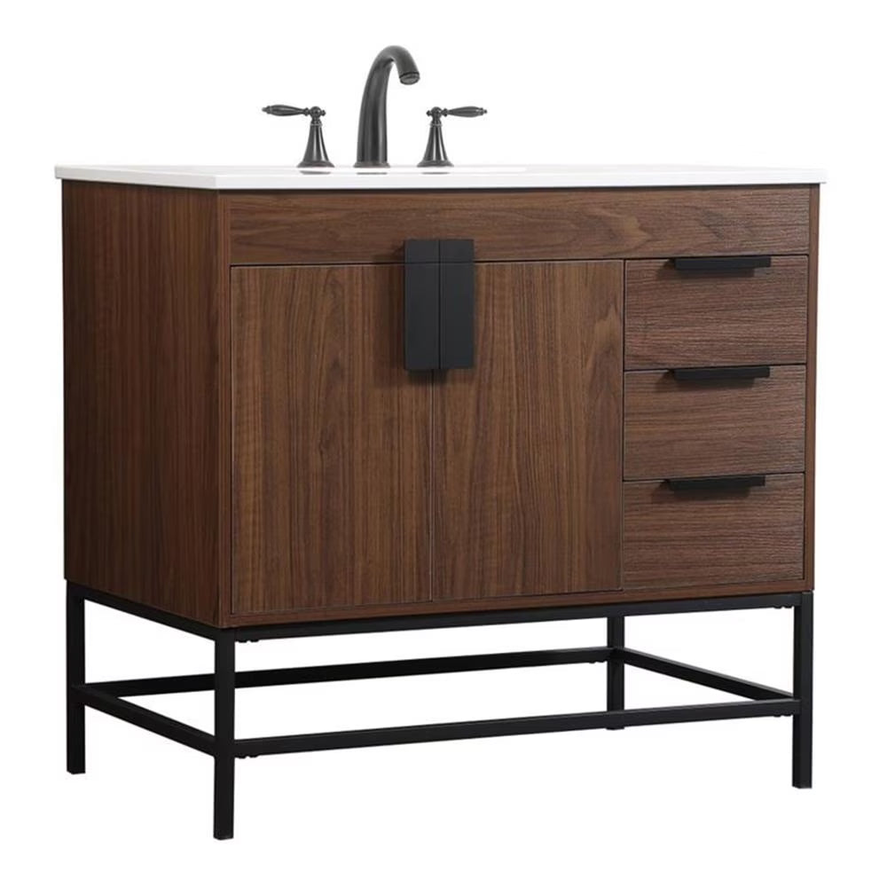 Elegant Decor Eugene 36" Aluminum MDF Single Bathroom Vanity in Blue