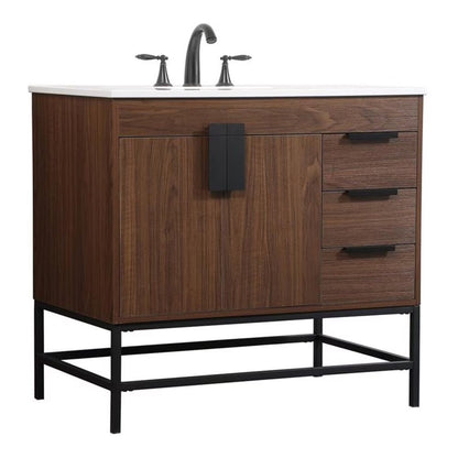 Elegant Decor Eugene 36" Aluminum MDF Single Bathroom Vanity in Blue