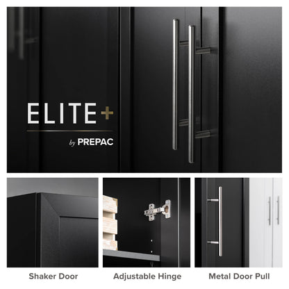 Prepac Elite Accent Cabinet with Panel Doors, Black Storage Cabinet, Bathroom Cabinet, Pantry Cabinet with 3 Shelves 16.75" D x 32" W x 65" H, BSCR-1001-1