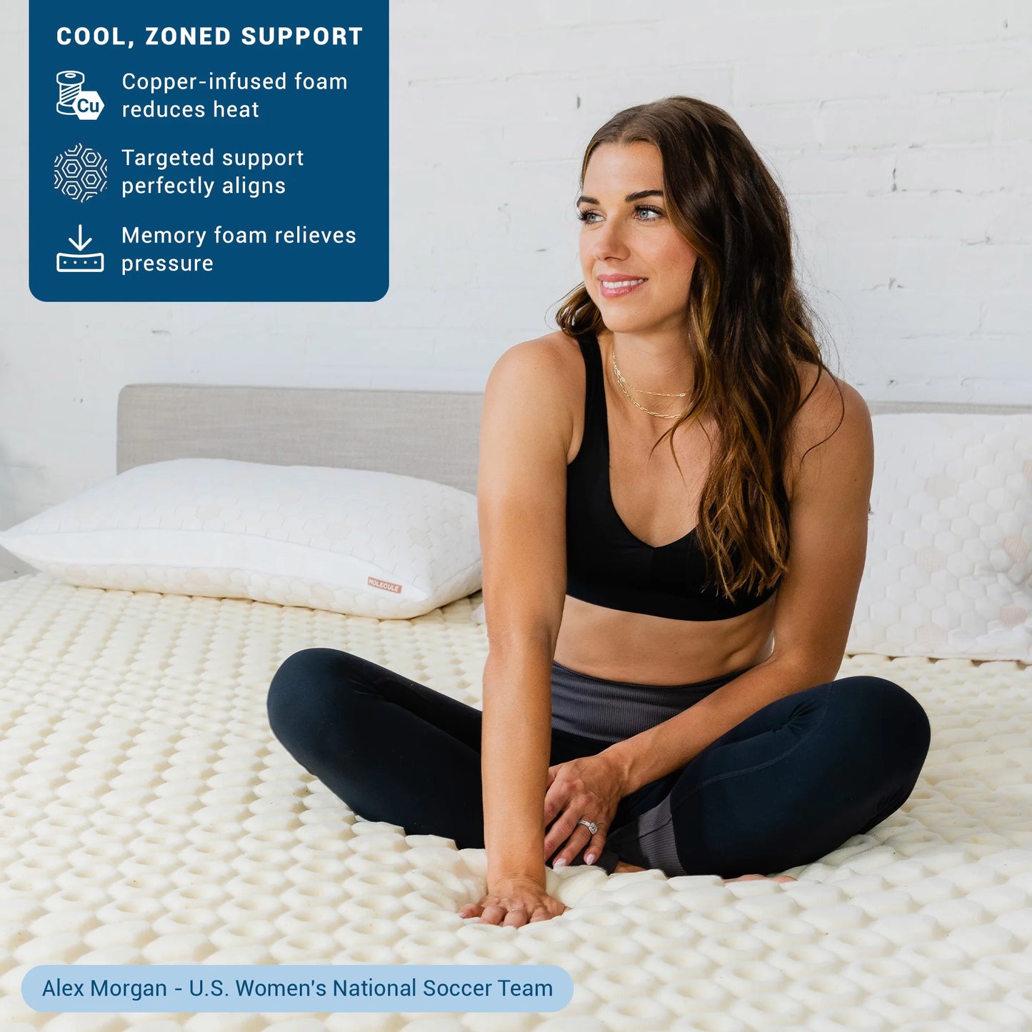 MOLECULE 3" CopperWELL Cooling Gel Infused Memory Foam Mattress Topper, Queen
