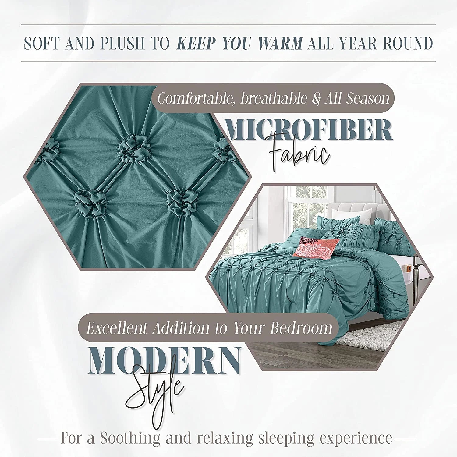 Elegant Comfort 12-Piece Bed-in-a-Bag, Ella Microsuede Comforter Collection with 6-Piece Sheet Set, Smart Pockets and Decorative Pillows, All Season Bedding, Full/Queen, Mint Green