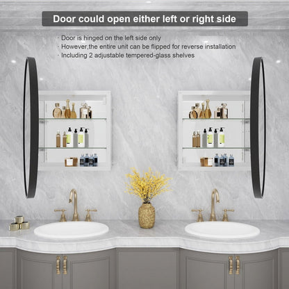 WallBeyond Bathroom Medicine Cabinet with Round Mirror Aluminum Framed 24", Gold
