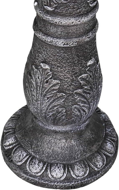 24.4" H Cement Bird Bath for Garden- Fibre Reinforced Concrete Bird Baths for Outdoors, Large Size Vintage Carved Pedestal Birdbath for Patio, Yard, Lawn -20° Dia. X 24.4° H Bird Fountain