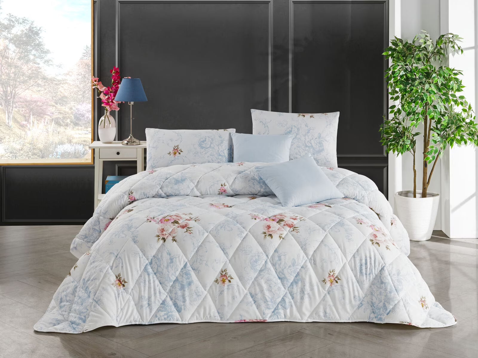 Istanbul Collection Handmade Comforter Set + Sheet Set - 9 Piece Set - Cotton Blend - Modern, Comforter, Matching Shams and Throw Pillows