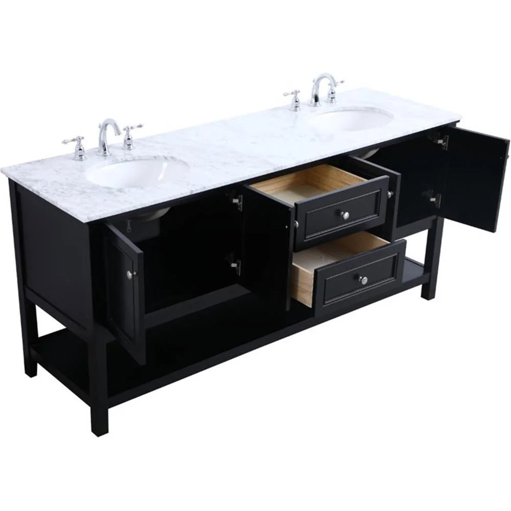 Elegant Kitchen and Bath 72 in. double sink bathroom vanity set in Black