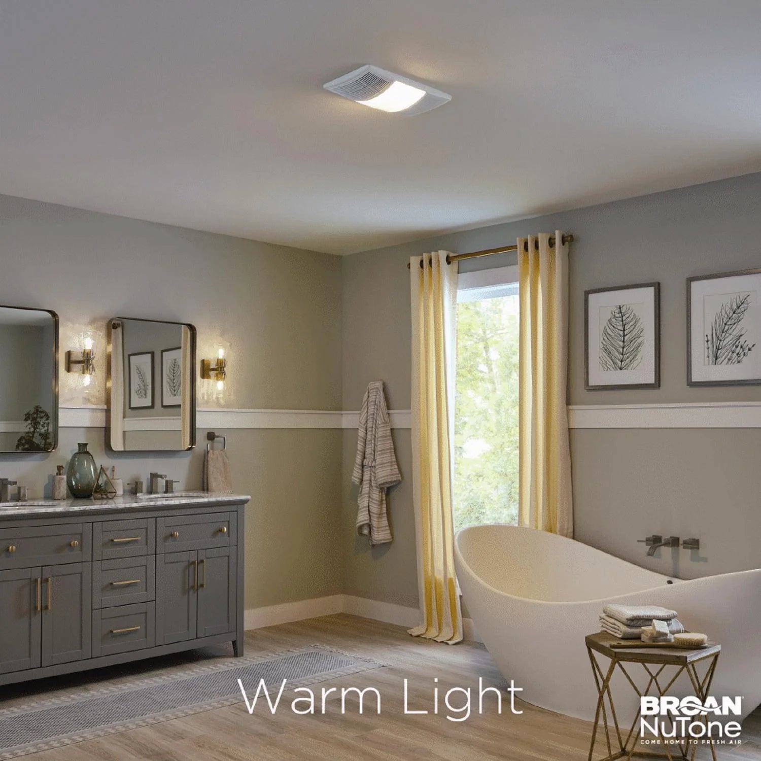 Broan-NuTone 80 CFM 1.5 Sones Bathroom Exhaust Fan with Heater and Light