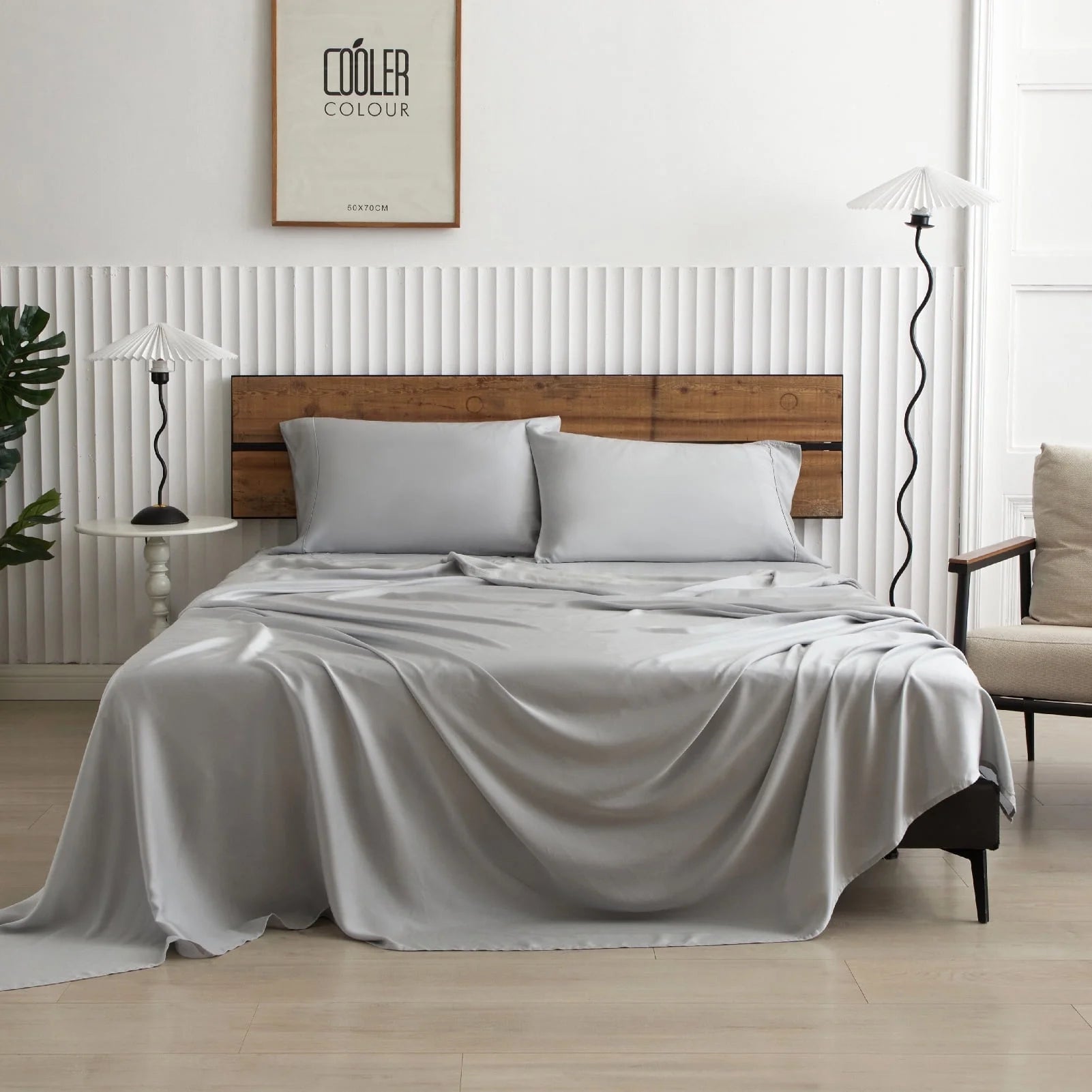 Lidoloka Luxury Lyocell Bed Sheets Set 4Pcs Queen Size for Adult,Cool& Soft,16" Deep Pocket,White